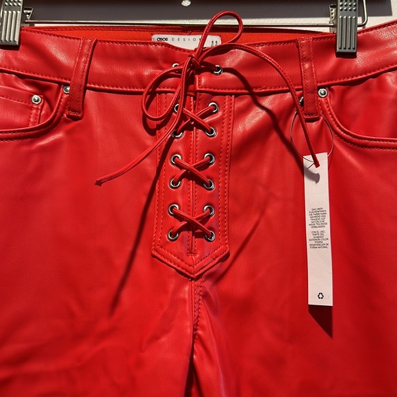 ASOS Skinny Jeans in Red Leather Look - Picture 2 of 3